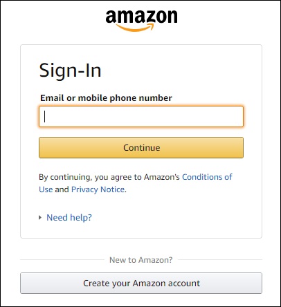 log in with Amazon Prime account