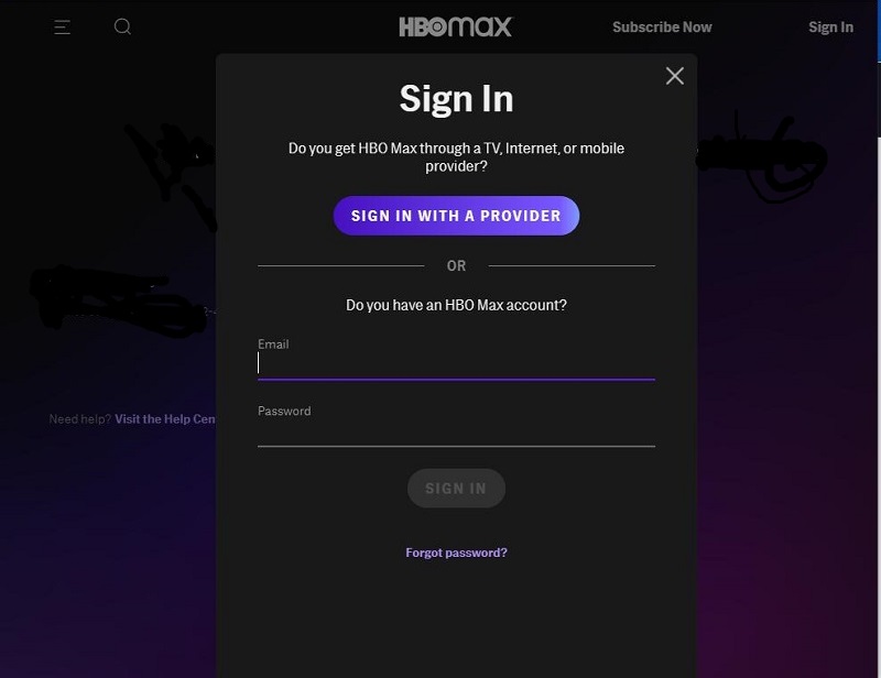 Login with HBOMax Account
