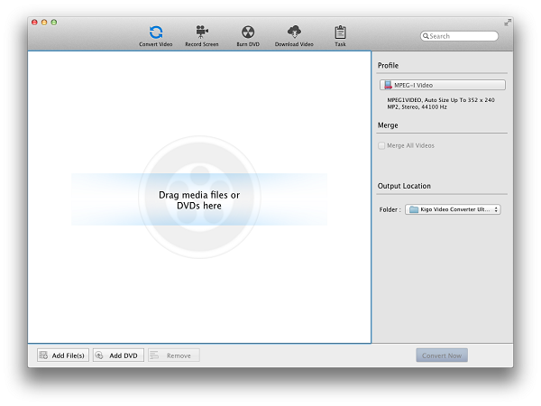 the main interface of Kigo Video Converter Ultimate for Mac