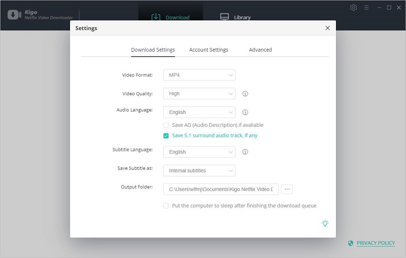 output setting